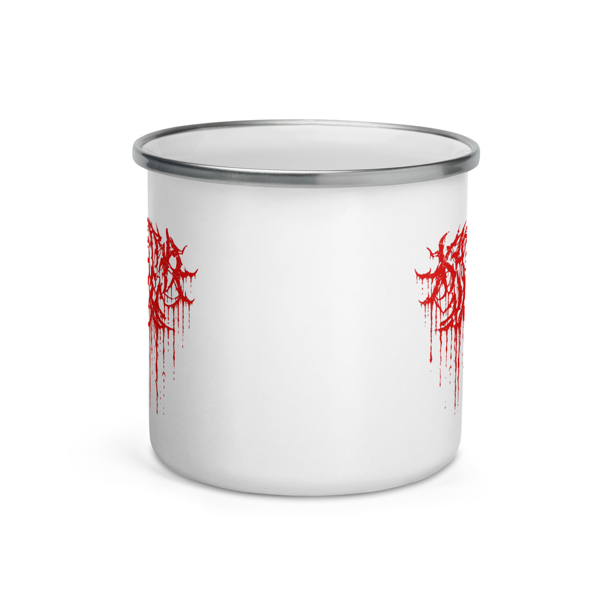 Klanen fra helvede Gore Enamel Mug in white, 12 oz, front view