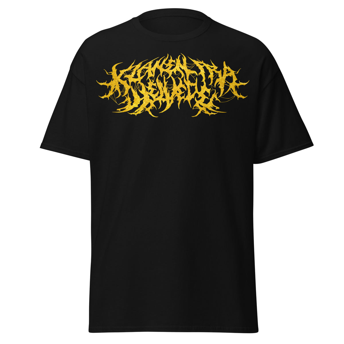 Klanen fra helvede Gore Yellow Unisex T-Shirt in black, front view