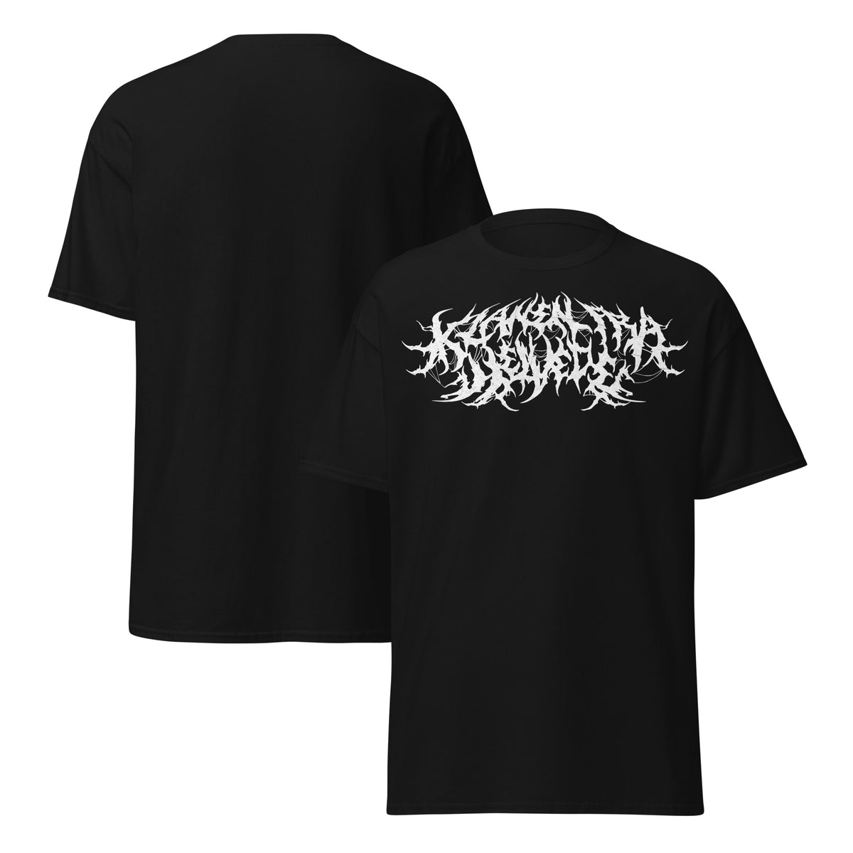 Klanen fra helvede Gore B/W Unisex T-Shirt in black, front and back views