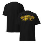 Klanen fra helvede Gore Yellow Unisex T-Shirt in black, front and back views