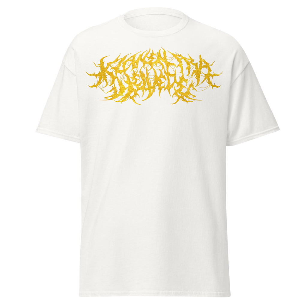 Klanen fra helvede Gore Yellow Unisex T-Shirt in white, front view