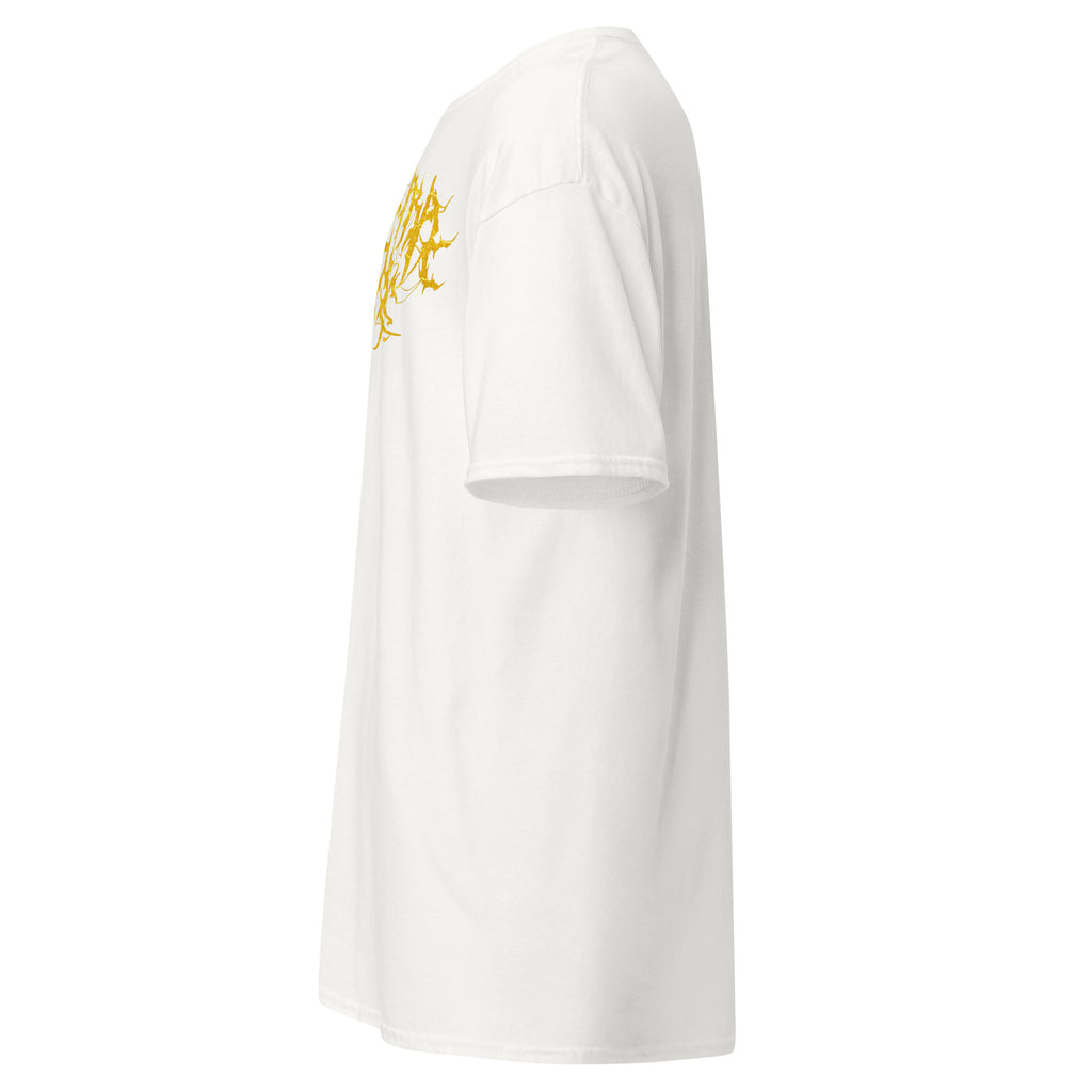 Klanen fra helvede Gore Yellow Unisex T-Shirt in white, left-side view