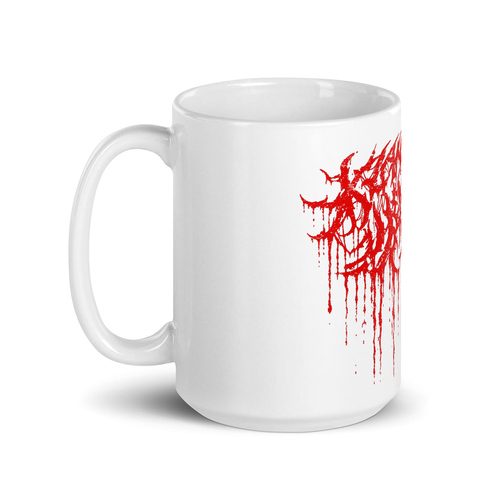Klanen fra helvede Gore White Glossy Mug in white, 15 oz, handle on the left