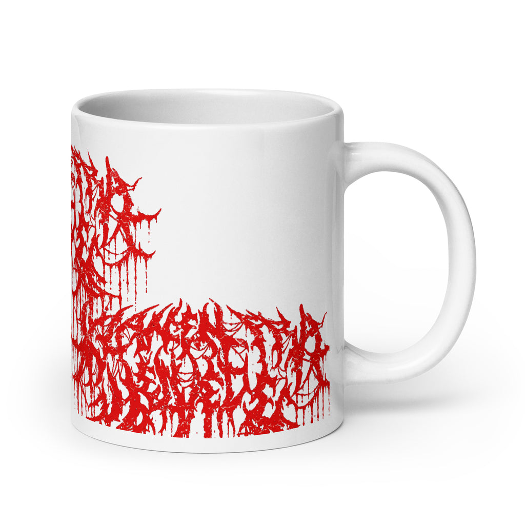 Klanen fra helvede Gore White Glossy Mug in white, 20 oz, handle on the right